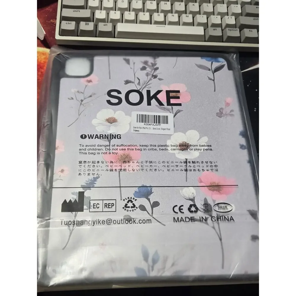 Soke Case for iPad Pro 13-Inch M4 2024 Floral Folio Stand Cover New